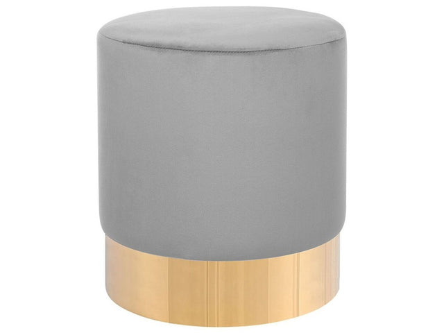 Footstool Grey Velvet Round Dressing Pouffe Glam Stool with Gold Beliani