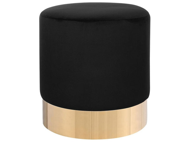 Footstool Black Velvet Round Dressing Pouffe Glam Stool with Gold Beliani