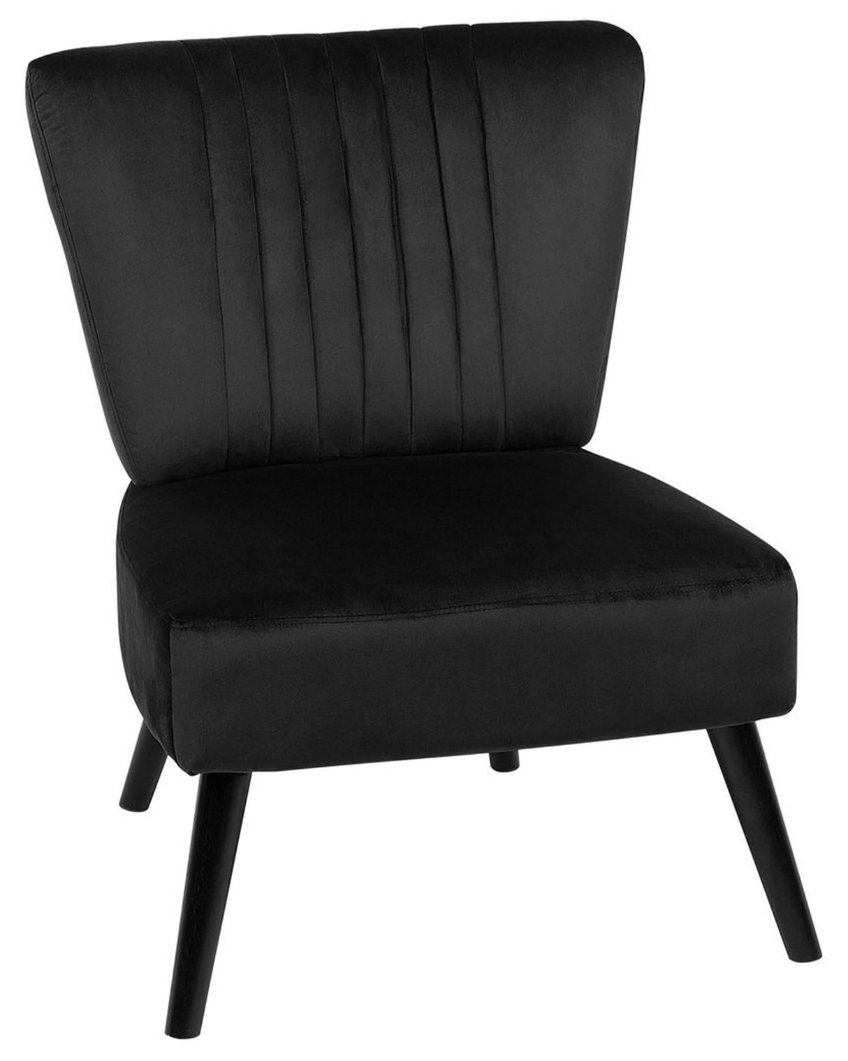 Armchair Black Velvet Armless Accent Chair Armless Vertical Tufting Wooden Legs Beliani