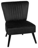 Armchair Black Velvet Armless Accent Chair Armless Vertical Tufting Wooden Legs Beliani