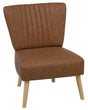 Armchair Golden Brown Faux Leather Armless Accent Chair Armless Vertical Tufting Wooden Legs Beliani