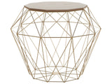 Side Table Light Wood and Golden Metal Base 43 x 43 cm Removable Top Geometric Glam Beliani