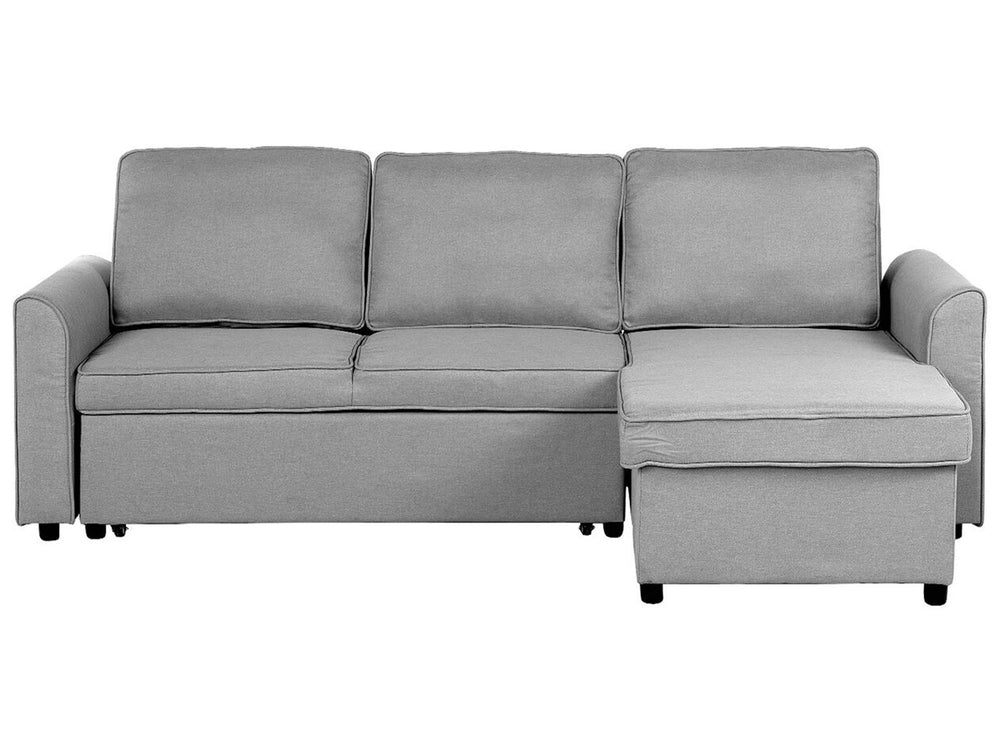 Corner Sofa Bed Grey Fabric Upholstered Left Hand Orientation with Storage Bed Beliani