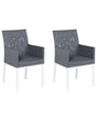 Set of 2 Garden Chairs Grey Textilene Upholstery Aluminium White Legs Quick Dry Foam Beliani