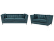 2 + 3 Seater Sofa Set Teal Blue Nail Head Trim Panel Tufting Beliani