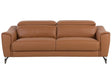 Sofa Brown Leather 3 Seater Adjustable Headrest Wide Seating Retro Beliani