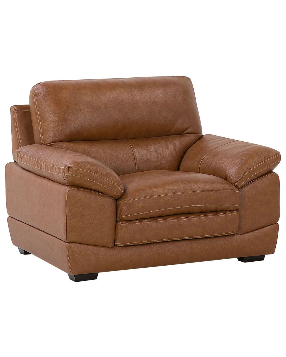 Armchair Brown Leather 85L x 115W x 89H cm Extra Seating Space Retro Beliani