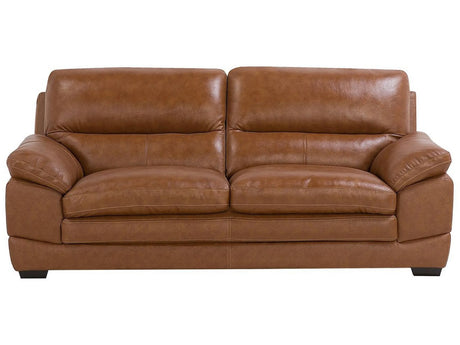 Sofa Brown Leather 3 Seater Extra Seating Space Upholstered Back Retro Beliani