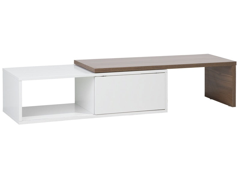 TV Stand Light Wood and White MDF for up to 70 ʺ Extending Top Media Unit Beliani