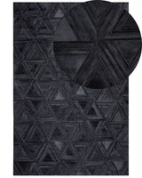 Rug Black Cowhide Leather 160 x 230 cm Pattern Handcrafted Low Pile Modern Beliani