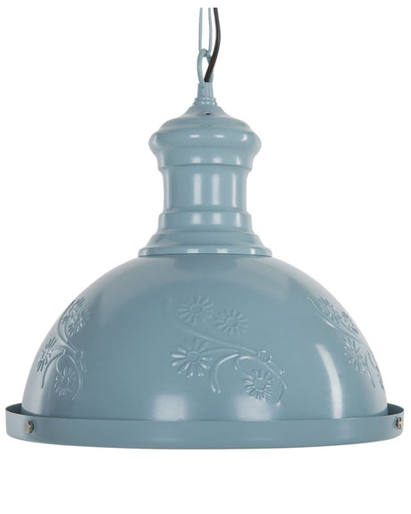 Pendant Lamp Blue Metal Round Shape Flower Ornaments Industrial Beliani