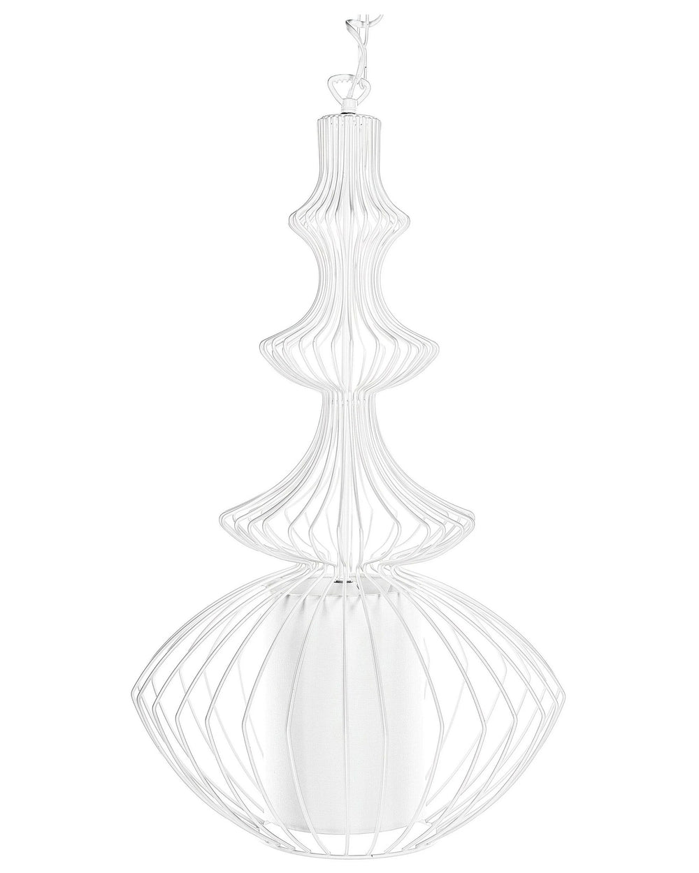 Pendant Ceiling Lamp White Metal Open Cage Shade Industrial Glamour Beliani