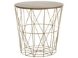 Side Table Light Wood Removable Top Gold Metal  40 cm Storage Wire Basket Geometric Glam Beliani