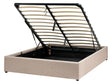 Slatted Bed Frame Light Brown Polyester Fabric Upholstered Ottoman Storage 4ft6 EU Double Size Modern Design Beliani