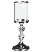 Hurricane Glass Candle Holder Clear 36 cm Crystal Stand  Beliani
