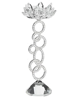 Tall Candlestick Candle Holder Silver Leg Crystal Flower Shape Beliani
