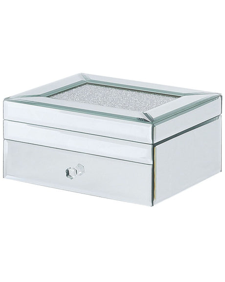 Mirrored Jewellery Box Silver 22 x 17 Accessories Storage Beliani