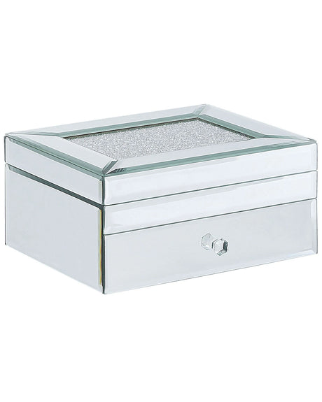 Mirrored Jewellery Box Silver 22 x 17 Accessories Storage Beliani