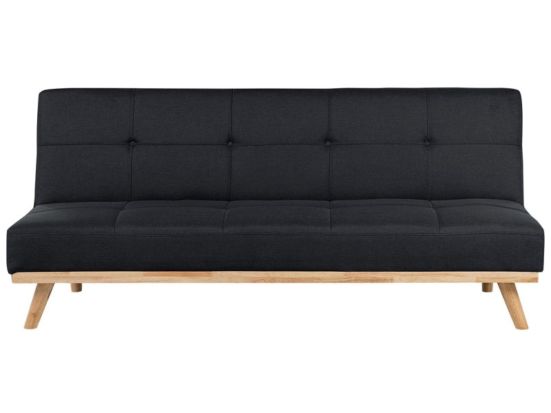 3 Seater Click Clack Sofa Bed Black Tufted Modern Living Room Beliani