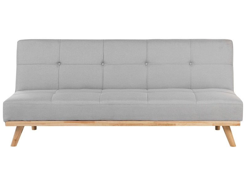 3 Seater Click Clack Sofa Bed Light Grey Tufted Modern Living Room Beliani