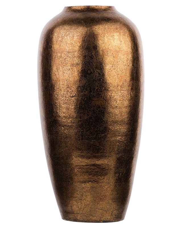 Decorative Floor Vase Gold Terracotta 48 cm Industrial Beliani