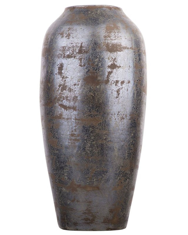 Decorative Floor Vase Silver Terracotta 48 cm Industrial Beliani