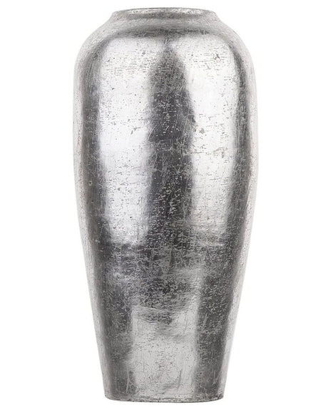 Decorative Floor Vase Silver Terracotta 48 cm Industrial Beliani