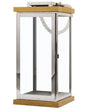 Lantern Light Wood and Silver Metal H 41 cm Pillar Candle Holder with Rope Handle Beliani