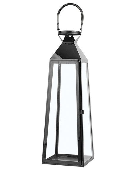 Metal Lantern Black Stainless Steel H 42 cm Tapered Pillar Candle Holder Beliani