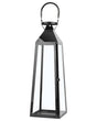 Metal Lantern Black Stainless Steel H 42 cm Tapered Pillar Candle Holder Beliani