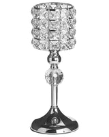 Candle Holder Silver Metal Glass Glam Beliani