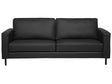 Sofa Black Leather 3 Seater Metal Legs Upholstered Back Minimalistic Modern Beliani