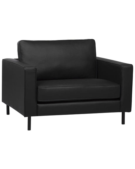 Armchair Black Split Leather Minimalistic Living Room Accent Chair Black Legs Track Arm Beliani