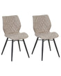 Set of 2 Dining Chairs Beige Fabric Upholstery Black Legs Rustic Retro Style Beliani