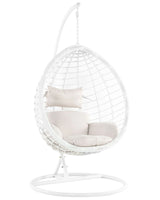 Rattan PE Hanging Chair White Swing Egg Shape Wicker Rustic Boho Beliani