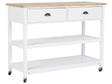 Kitchen Trolley White Light Wood Top 2 Shelves 2 Cutlery Drawers Casters Scandinavian Modern Beliani