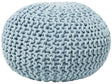 Pouf Ottoman Light Blue Knitted Cotton EPS Beads Filling Round Small Footstool 50 x 35 cm Beliani