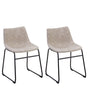 Set of 2 Dining Chairs Beige Fabric Upholstery Black Legs Rustic Retro Style Beliani