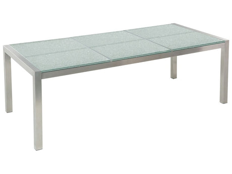 Garden Table Cracked Glass Table Top 180 x 90 cm 6 Seater Steel Frame Triple Plate Beliani