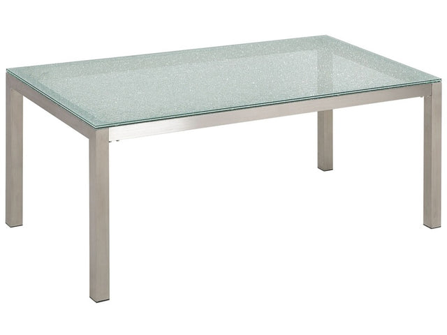 Garden Table Cracked Glass Table Top 180 x 90 cm 6 Seater Steel Frame Beliani