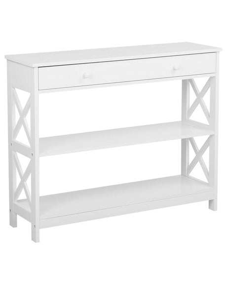 Sideboard White 100 x 30 cm 1 Drawer 2 Shelves Country Beliani