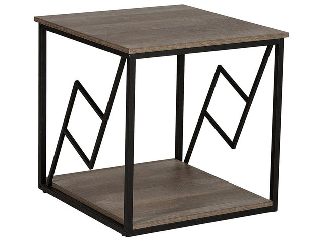 Side Table Dark Wood Top Black Metal Frame 56 x 56 cm Square Modern Industrial Living Room Beliani