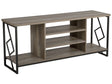 TV Stand Dark Wood Finish for up to 60ʺ TV Black Metal Frame Media Unit with Open Shelves Beliani