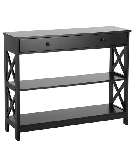 Sideboard Black 100 x 30 cm 1 Drawer 2 Shelves Country Beliani