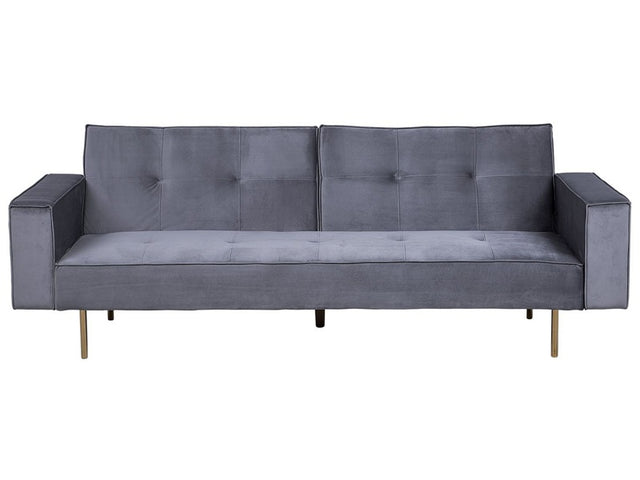 Sofa Bed Grey Velvet 3 Seater Modern Track Arms Beliani