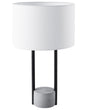 Table Lamp Bedside Light White Fabric Round Drum Shade Grey Concrete Base Beliani