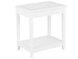 Side Table White MDF 57 x 40 cm with Glass Top One Shelf Bedside Table Beliani