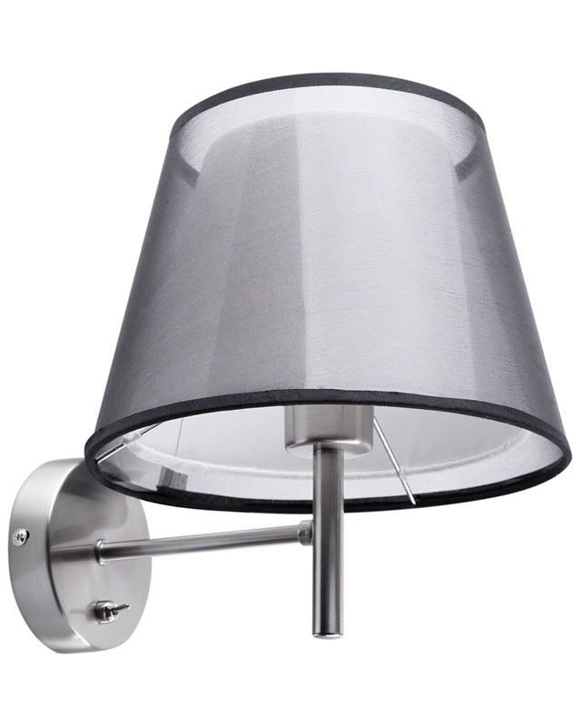 Wall Lamp Grey Fabric Bell Shade 28 cm Shiny Glam Modern Beliani