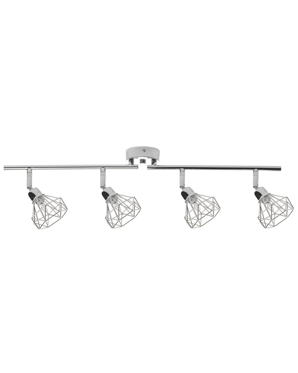 Ceiling Lamp Silver Metal 4 Light Cage Shades Adjustable Arms Modern Beliani