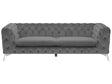 3 Seater Sofa Grey Velvet Chesterfield Style Low Back Beliani